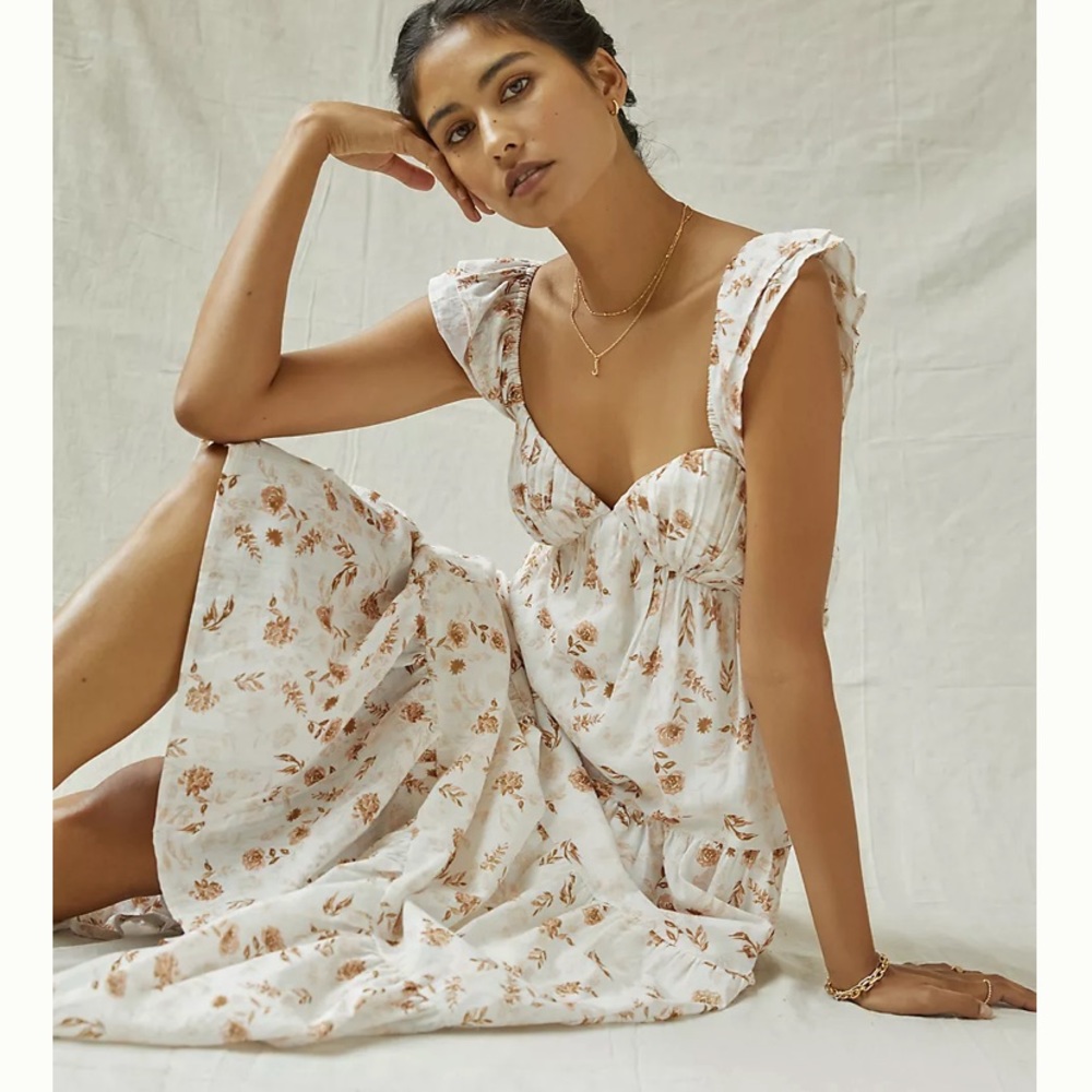 ANTHROPOLOGIE Rosie Ruffled Midi Dress SMALL